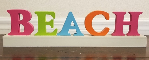 Other - Wooden multicolored "BEACH" sign